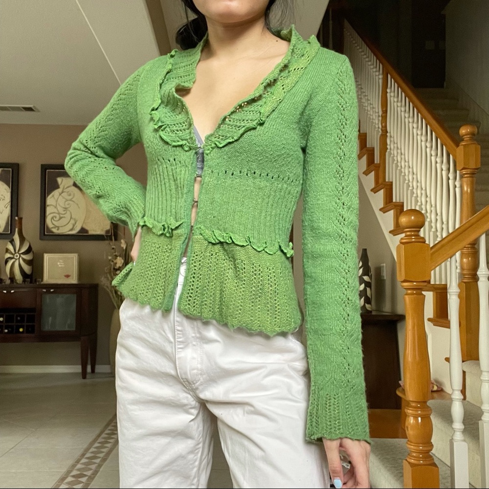 vintage y2k green cardigan